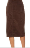 Brown Corduroy Midi Skirt