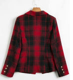 Vintage Buttoned Plaid Topcoat