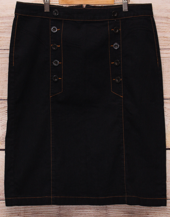 Dark Indigo Button Jean Skirt