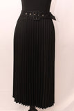 Slim Fit Black Pleated Skirt with Belt