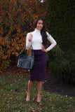 Slim Fit Purple Stretch Skirt