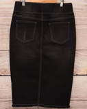 Black Washed Stretch Jean Skirt