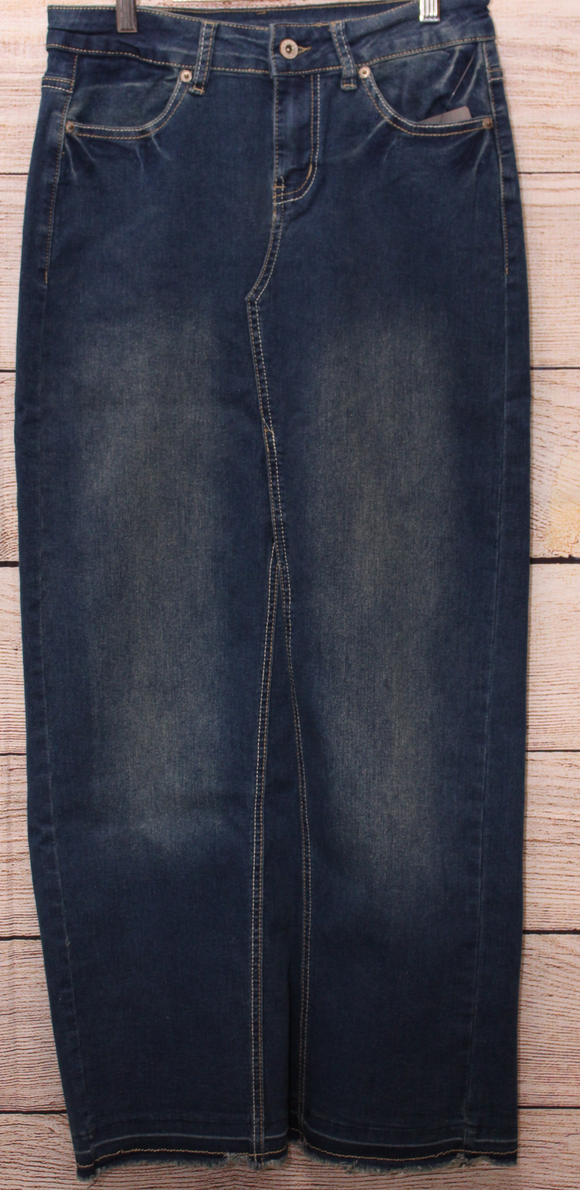 Classic Washed Long Jean Skirt