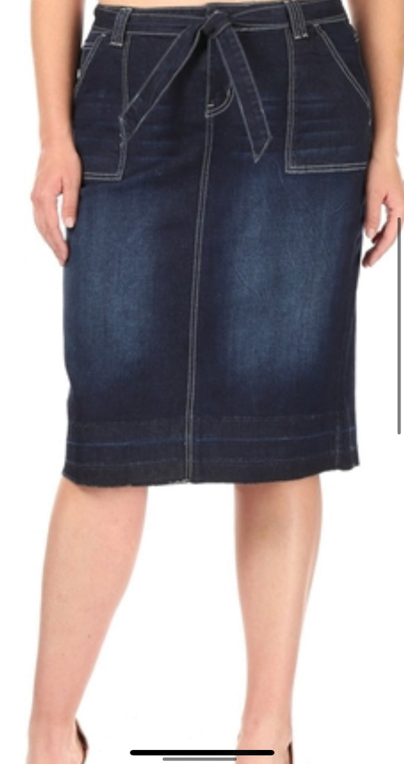 Belted Jean Skirt